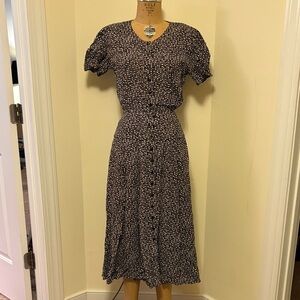 Liz Claiborne Black and White Dot Midi Dress